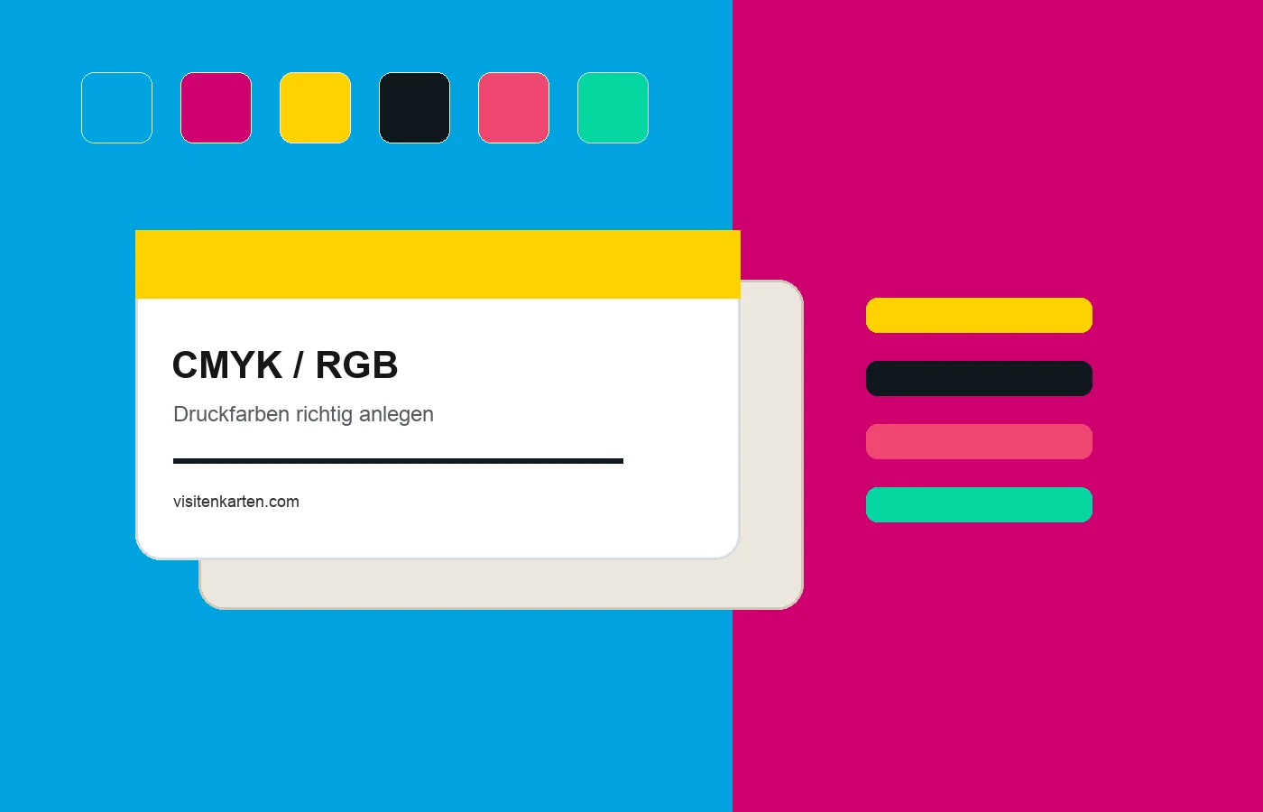 CMYK RGB und Sonderfarben fuer Druckfarben auf Visitenkarten