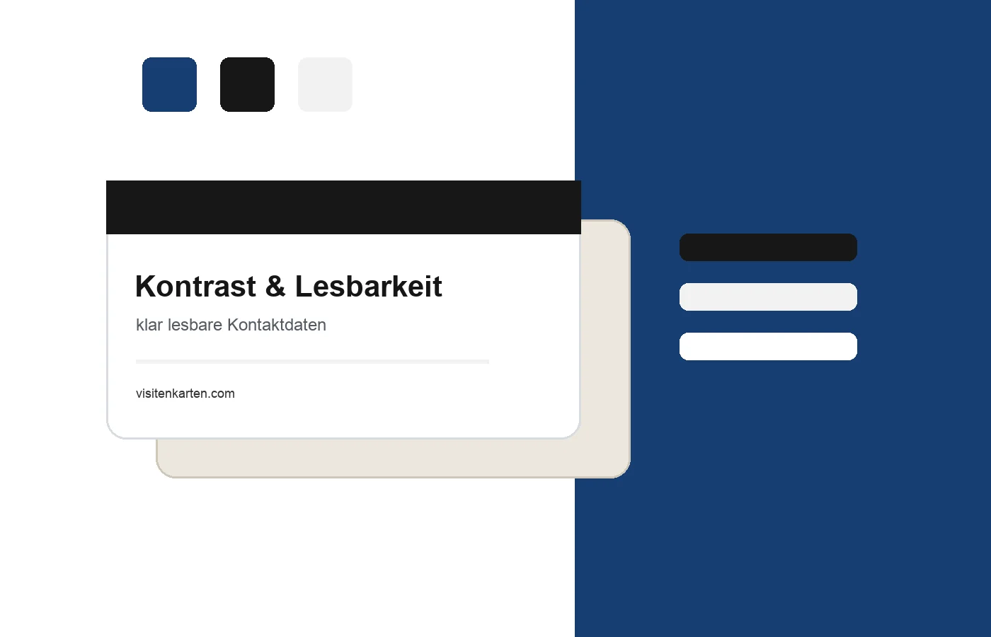 Gute und schlechte Kontraste fuer lesbare Visitenkarten